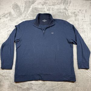 Vineyard Vines Pullover Men’s XXL Blue Black Striped Pima Cotton Mock Neck